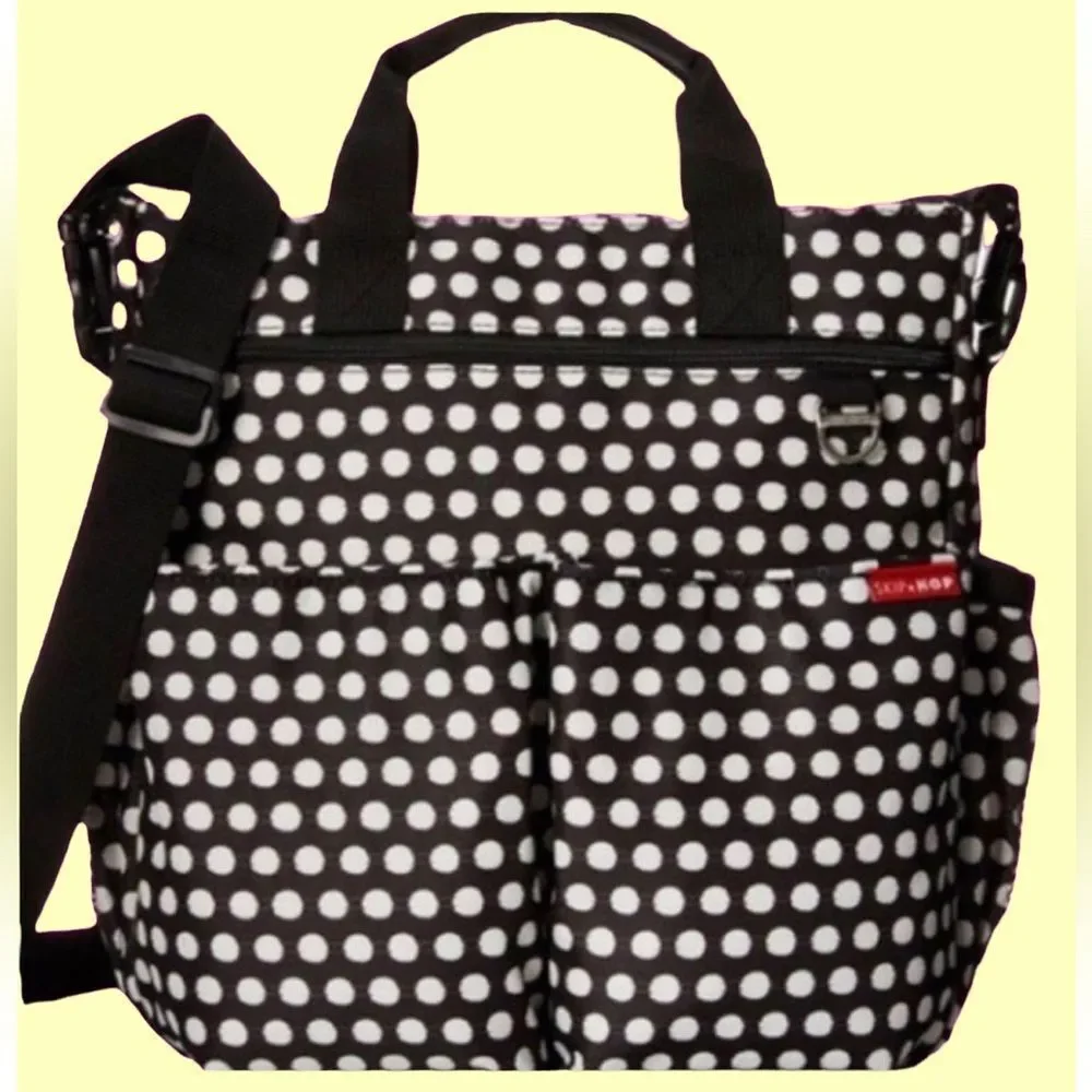 Skip Hop tote polka dots black white diaper bag messenger style target designer